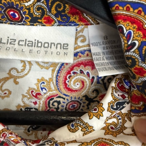 Vintage Liz Claiborne Collection Vibrant Paisley 1960's Inspired Shirt 8 - Picture 3 of 6